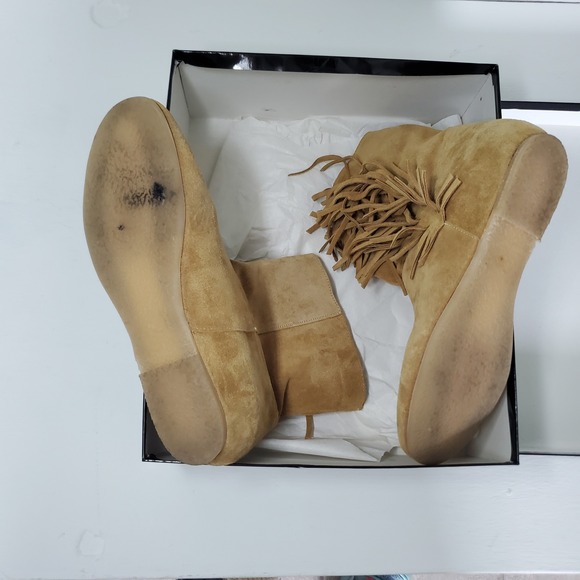 Chocola Made in Italy Suede Leather Fringe Ankle Boots Boho Revival 60s - Picture 5 of 9